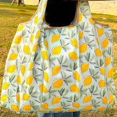 Fruit Pattern Foldable Tote Bag Lightweight Nylon Large Capacity Shopping Bag