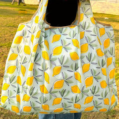 Fruit Pattern Foldable Tote Bag Lightweight Nylon Large Capacity Shopping Bag