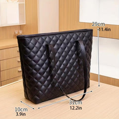 Quilted Detail Tote Bag Solid Shoulder Bag Lightweight Bag
