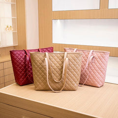 Quilted Detail Tote Bag Solid Shoulder Bag Lightweight Bag