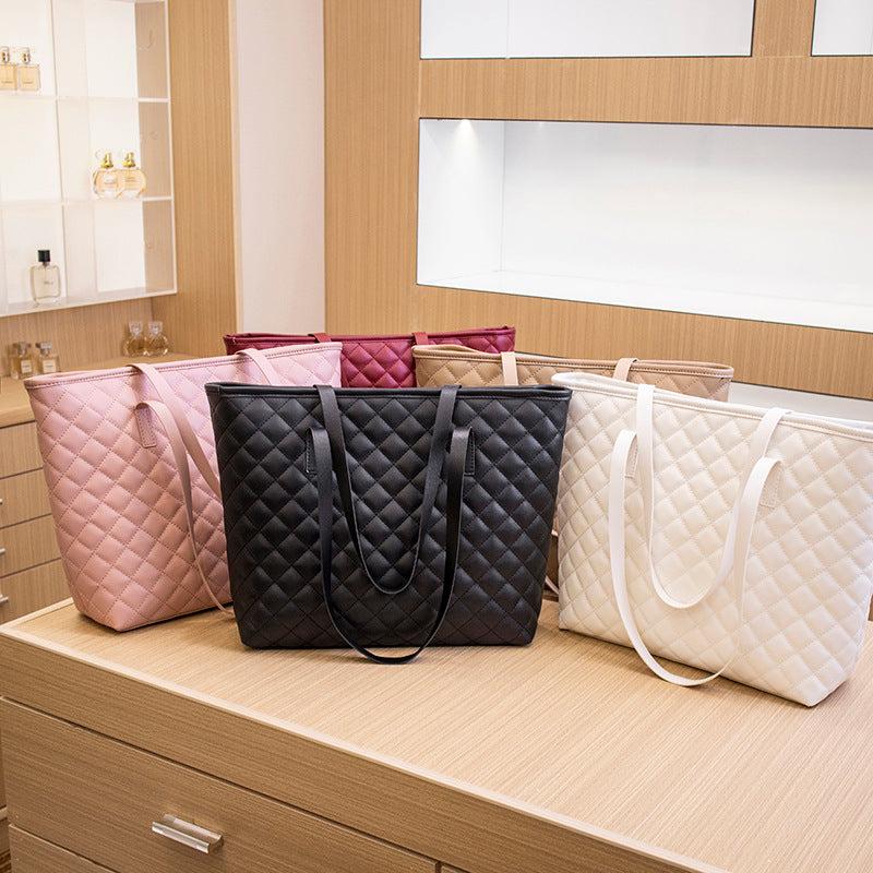 Quilted Detail Tote Bag Solid Shoulder Bag Lightweight Bag