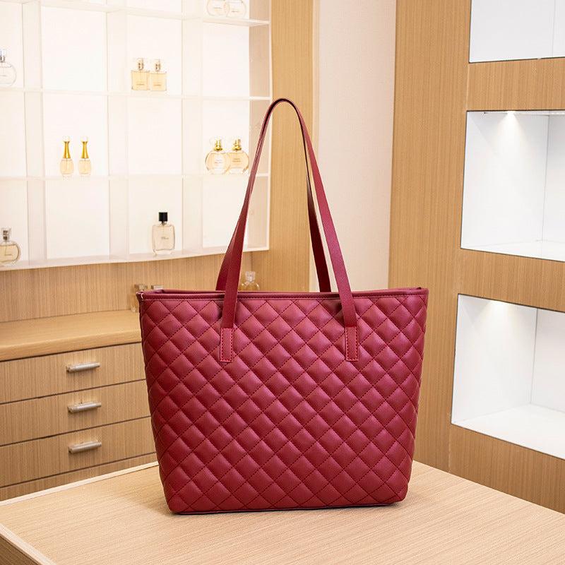 Quilted Detail Tote Bag Solid Shoulder Bag Lightweight Bag
