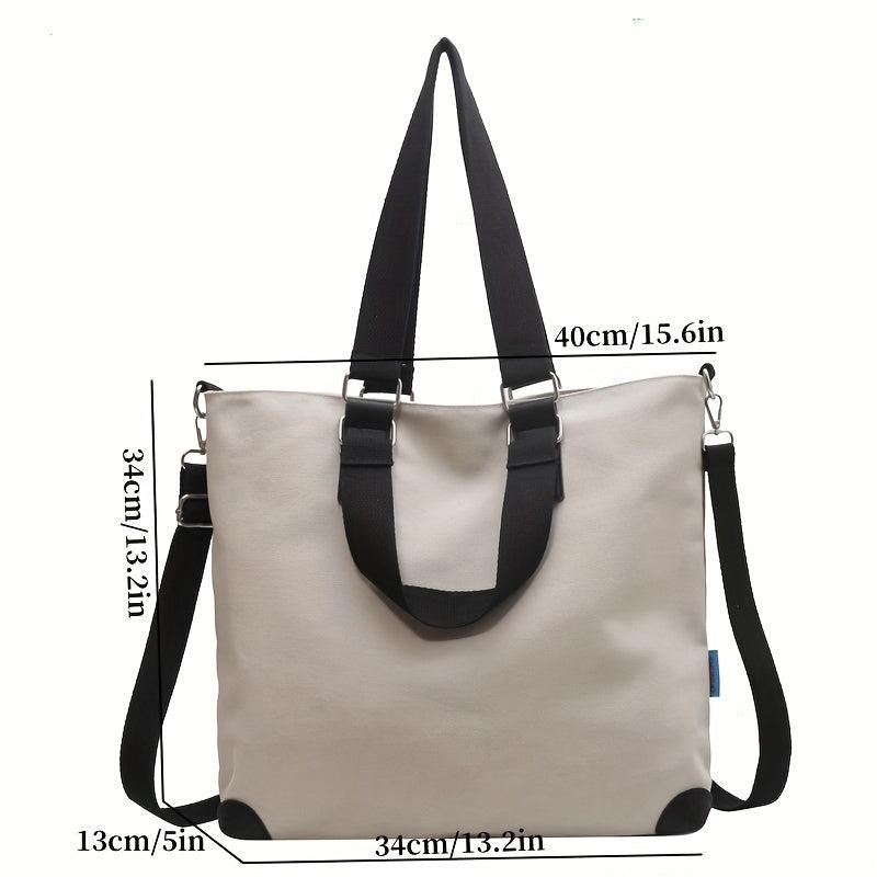 Large Capacity Canvas Tote Bag Lightweight Shoulder Bag Casual Commuter Bag