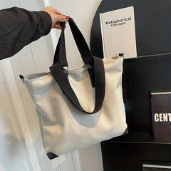 Large Capacity Canvas Tote Bag Lightweight Shoulder Bag Casual Commuter Bag