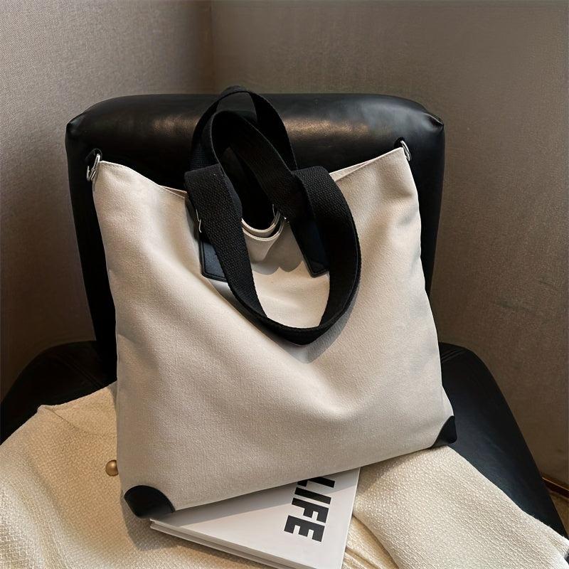 Large Capacity Canvas Tote Bag Lightweight Shoulder Bag Casual Commuter Bag