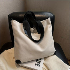 Large Capacity Canvas Tote Bag Lightweight Shoulder Bag Casual Commuter Bag