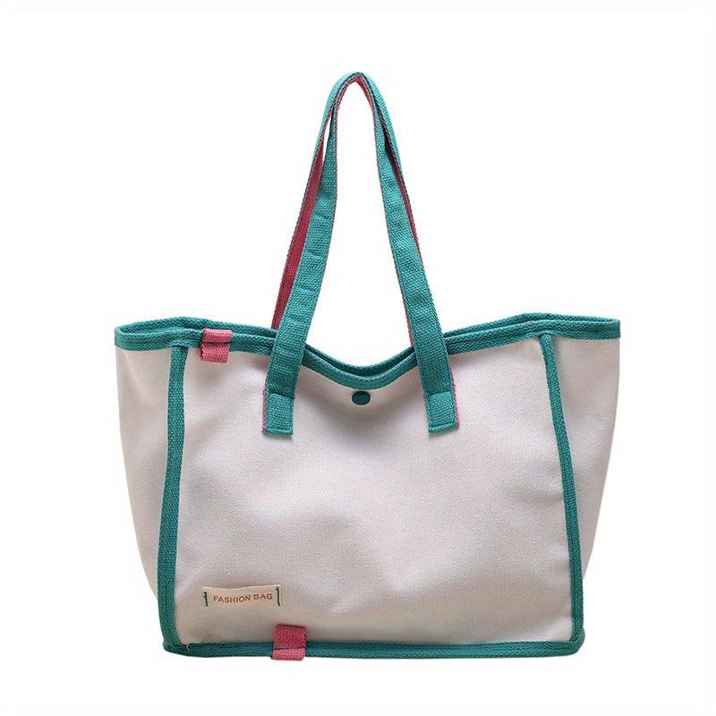 Colorblock Large Tote Bag Top Handle Satchel Women's Handbag
