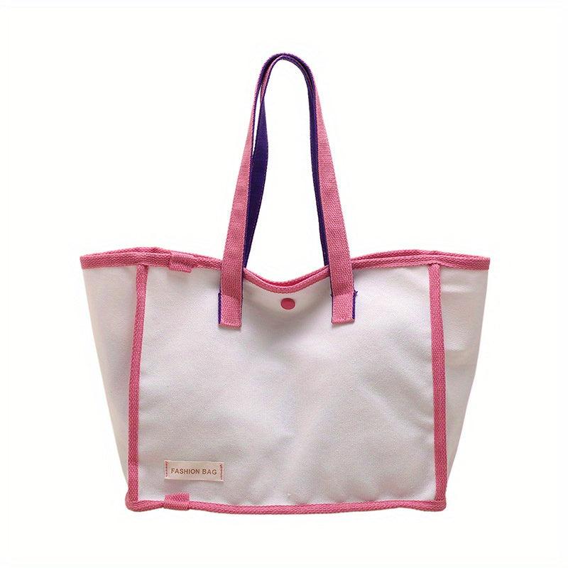 Colorblock Large Tote Bag Top Handle Satchel Women's Handbag