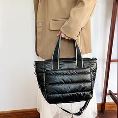 Puffer Quilted Tote Bag Large Capacity Crossbody Bag Padded Shoulder Bag