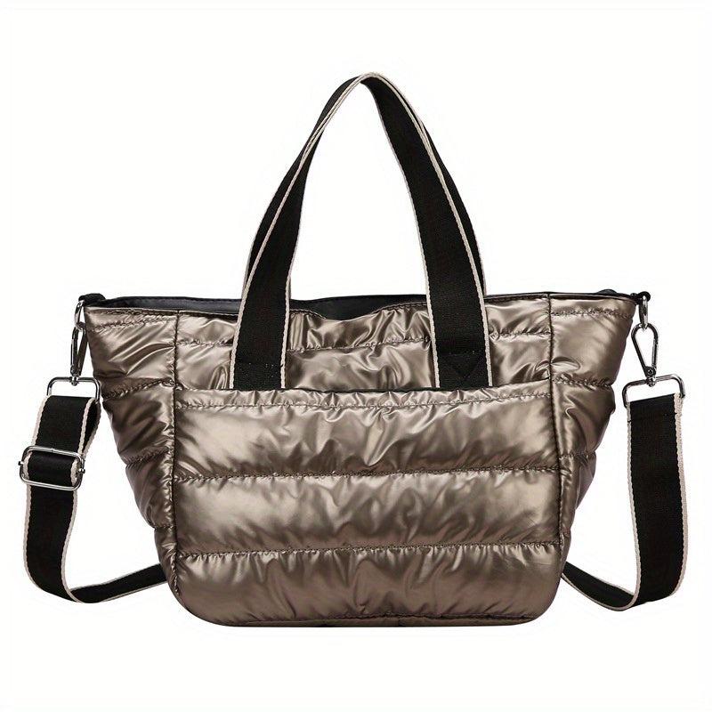 Puffer Quilted Tote Bag Large Capacity Crossbody Bag Padded Shoulder Bag