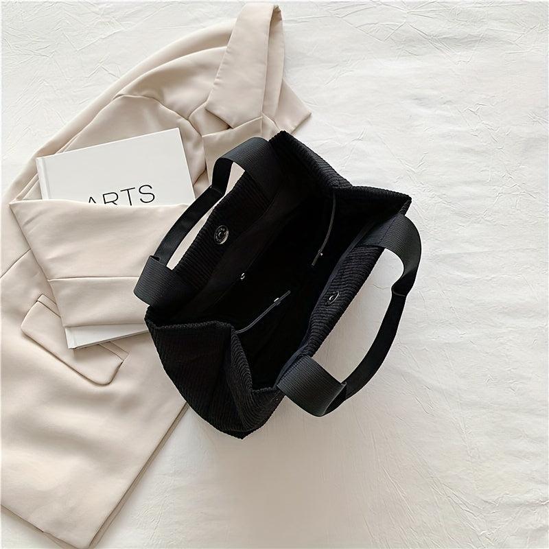 Corduroy Tote Bag Solid Shoulder Bag Large Capacity Handbag For Women