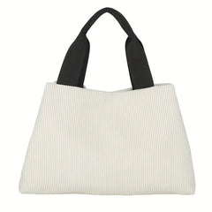 Corduroy Tote Bag Solid Shoulder Bag Large Capacity Handbag For Women