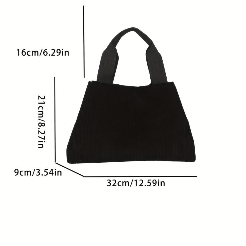 Corduroy Tote Bag Solid Shoulder Bag Large Capacity Handbag For Women