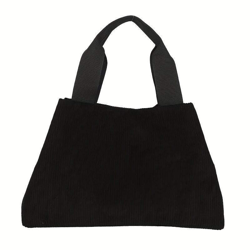 Corduroy Tote Bag Solid Shoulder Bag Large Capacity Handbag For Women