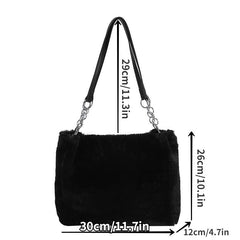 Plush Tote Shoulder Satchel Bag Casual Fluffy Handbag