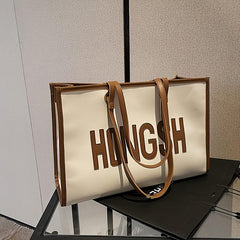 Letter Graphic Tote Bag Large Capacity Handbag Women's Stylish Shoulder Bag