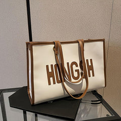 Letter Graphic Tote Bag Large Capacity Handbag Women's Stylish Shoulder Bag