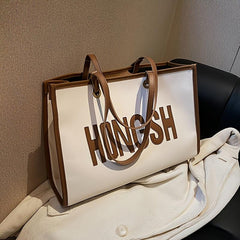 Letter Graphic Tote Bag Large Capacity Handbag Women's Stylish Shoulder Bag