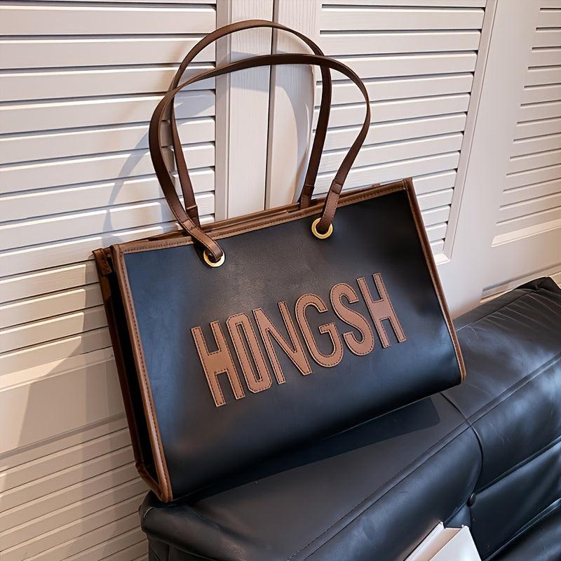 Letter Graphic Tote Bag Large Capacity Handbag Women's Stylish Shoulder Bag