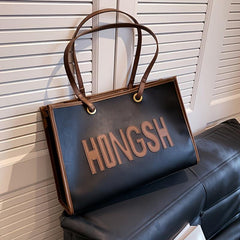 Letter Graphic Tote Bag Large Capacity Handbag Women's Stylish Shoulder Bag
