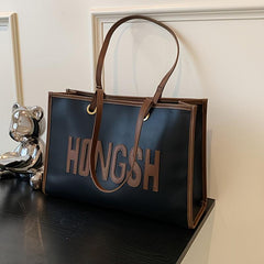 Letter Graphic Tote Bag Large Capacity Handbag Women's Stylish Shoulder Bag