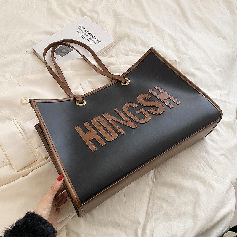 Letter Graphic Tote Bag Large Capacity Handbag Women's Stylish Shoulder Bag