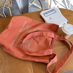 Large Capacity Canvas Tote Bag Lightweight Shoulder Bag Casual Commuter Bag