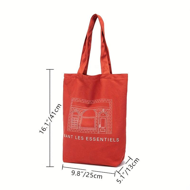 Large Capacity Canvas Tote Bag Lightweight Shoulder Bag Casual Commuter Bag