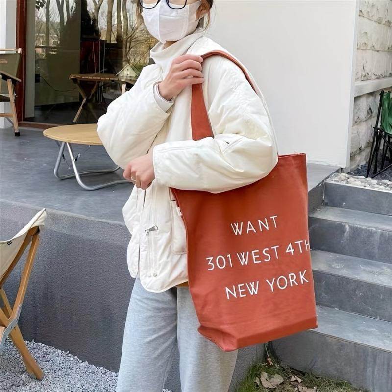 Large Capacity Canvas Tote Bag Lightweight Shoulder Bag Casual Commuter Bag