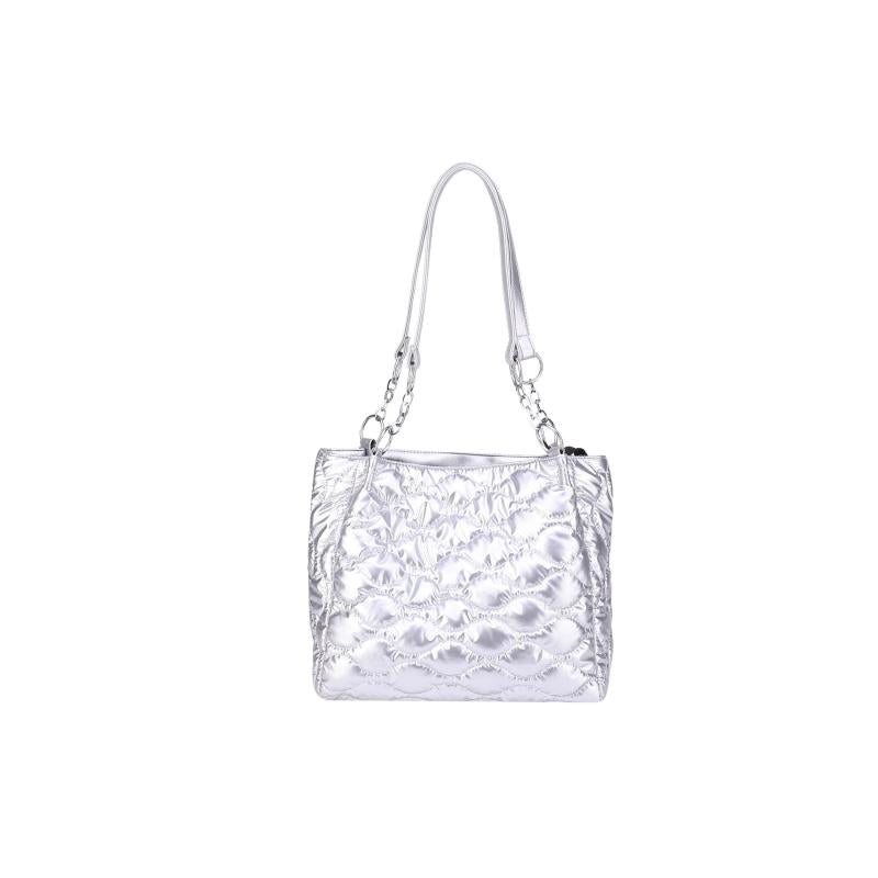 Puffer Quilted Tote Bag With Chain Strap