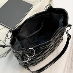Puffer Quilted Tote Bag With Chain Strap