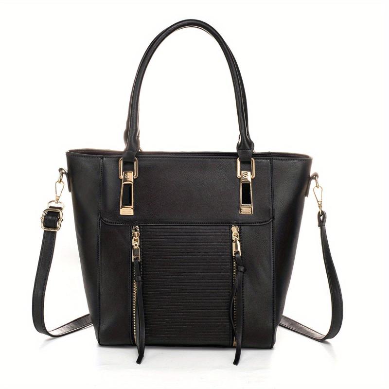 Vintage Solid Tote Bag All Match Classic Storage Handbag Women's Shoulder Bag