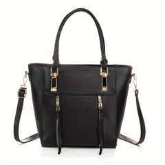 Vintage Solid Tote Bag All Match Classic Storage Handbag Women's Shoulder Bag