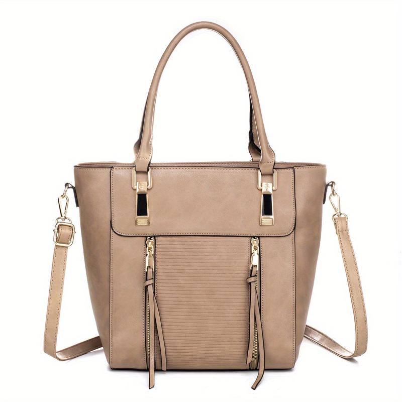 Vintage Solid Tote Bag All Match Classic Storage Handbag Women's Shoulder Bag