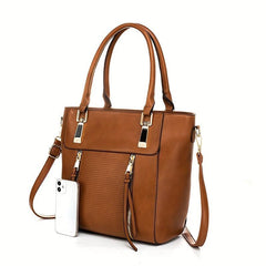 Vintage Solid Tote Bag All Match Classic Storage Handbag Women's Shoulder Bag
