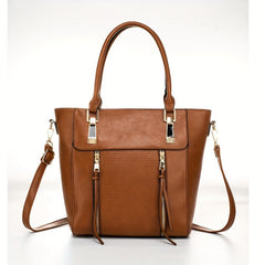 Vintage Solid Tote Bag All Match Classic Storage Handbag Women's Shoulder Bag