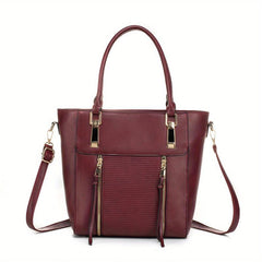 Vintage Solid Tote Bag All Match Classic Storage Handbag Women's Shoulder Bag