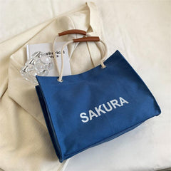 Large Capacity Canvas Tote Bag Women's Autumn Underarm Minimalist Letter Print