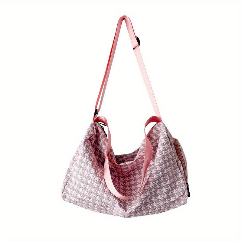 Houndstooth Pattern Hobo Bag Large Capacity Crossbody Bag