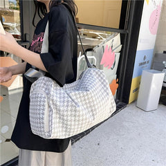 Houndstooth Pattern Hobo Bag Large Capacity Crossbody Bag