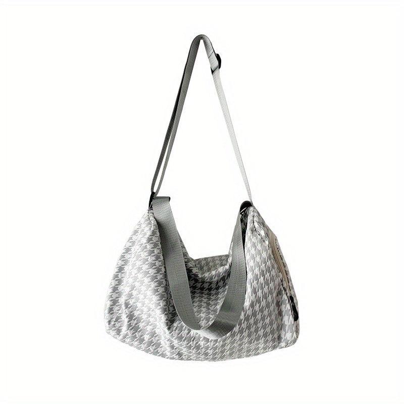 Houndstooth Pattern Hobo Bag Large Capacity Crossbody Bag