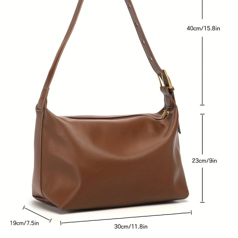 Solid Casual Bag Large Capacity Zipper Bag Lightweight Shoulder Bag