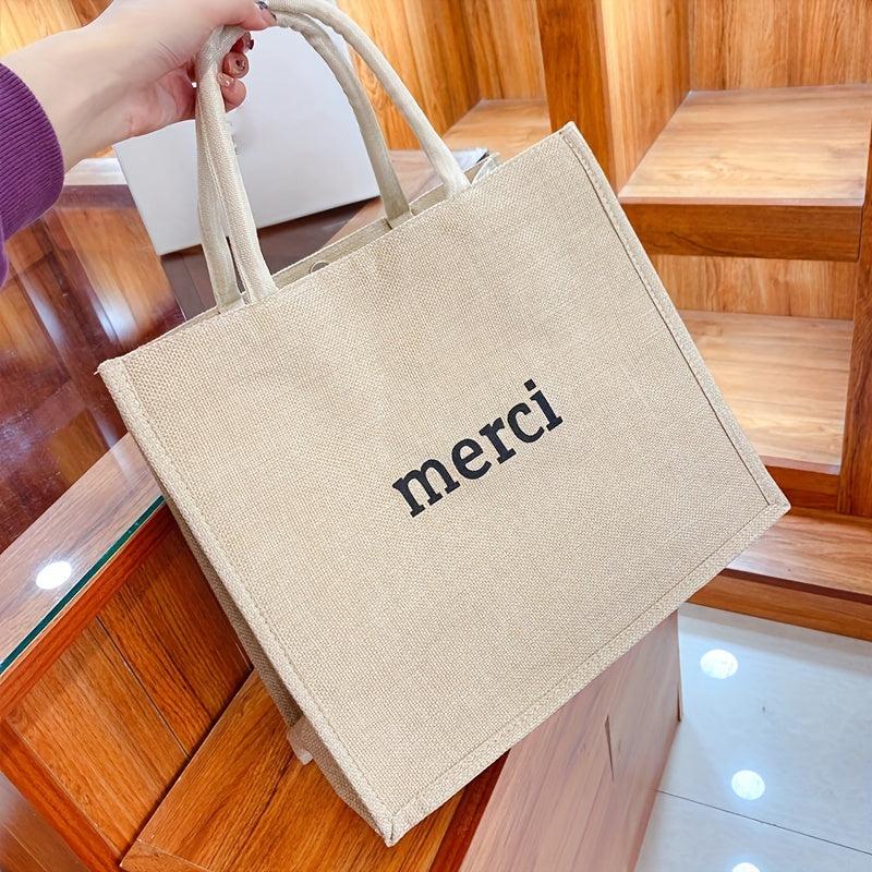 Eco-Friendly Reusable Burlap Tote Bag for Grocery Shopping