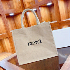 Eco-Friendly Reusable Burlap Tote Bag for Grocery Shopping