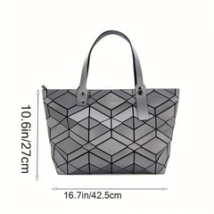 Foldable Geometric Argyle Tote Bag Large Capacity Handbag