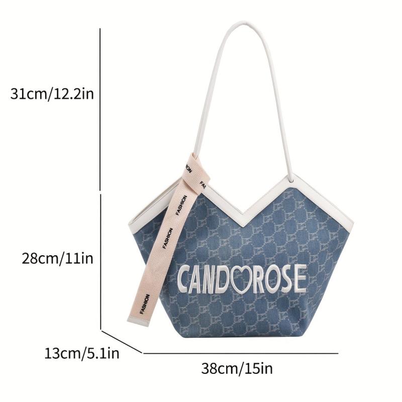 Letter Embroidered Shoulder Bag