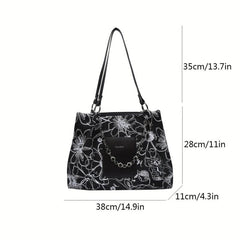 Vintage Flower Pattern Tote Bag Large Capacity Chain Handbag for Women