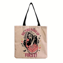 Halloween Skull Print Tote Bag Large Capacity Shoulder Bag