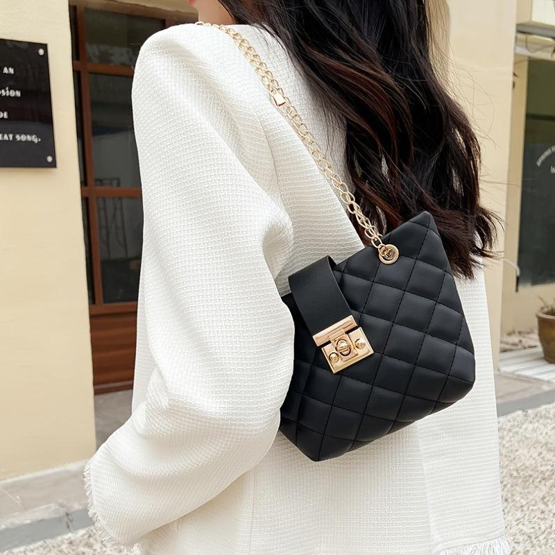 Fashionable Shoulder Bag Chain Faux Leather Purse For Work