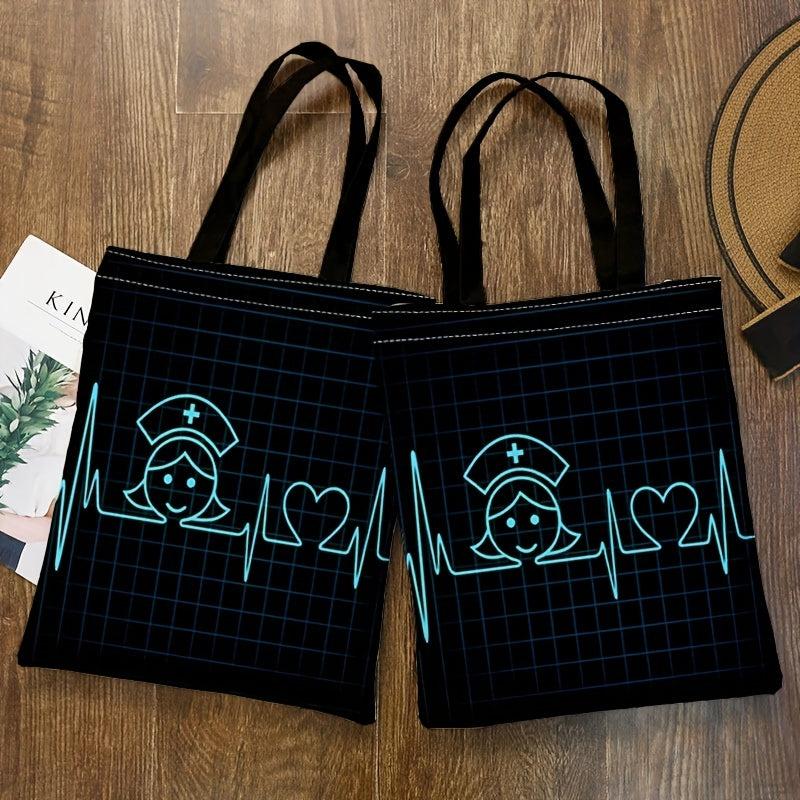 Stylish Print Canvas Bag Lightweight Shoulder Bag For Nurses